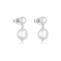 Pendientes minimalistas de plata S925 con perlas de agua dulce barrocas irregulares - Plata 925 / Plateado