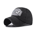 Casquette vintage en coton lavé avec broderie New York 1865 en denim gris foncé - Réglable / Noir Lavé