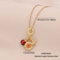 Gold necklace featuring ladybug, sunflower, and dragonfly charms in copper stainless steel - 1# Ladybug (Ladybug/Sunflower/Dragonfly)