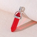 Hexagonal red crystal pillar pendant with a polished silver metal bail and setting - Red Crystal