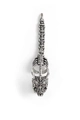 Silver skull ring with punk backbone chain design in gothic motorcycle biker style - Spinal Skull Style (7) / Silver