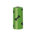 Green biodegradable dog waste bag roll with black bone pattern and cardboard core - Green / Black Bone / 1.2 Silk