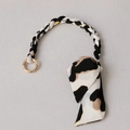 Detail of silk scarf bag strap with leopard print, gold metal ring, and bow accent - Multi-color Leopard