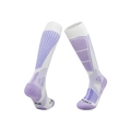 Purple and white merino wool ski socks for hiking with compression stripes in size 39-44 - 8214 White/Purple