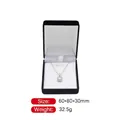 Elegant silver square pendant necklace in a black velvet jewelry gift box, 60x80x30mm size - Black Outside White Inside