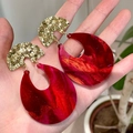 2507297 Red Diffusion U-shaped Earrings (s925 Silver Needle)