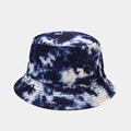 Reversible navy and white tie-dye bucket hat with durable stitched canvas brim - M (56-58cm) / Dark Blue White Tie-dye (27#)