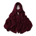 Macro shot of burgundy jersey cotton scarf showing high-stretch fabric and overlock edges - Dark Burgundy (#6)