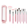 10-teiliges rosa Make-up-Pinsel-Set mit passender Reißverschlusstasche für die Reise - Rosa 10-teiliges Set (Mit Tasche)