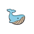 Cartoon blue whale enamel pin badge with sky blue and beige stripes for clothing - Whale Style (XZ8699)