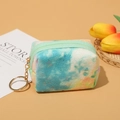 Mini pluche tie-dye ster portemonnee met sleutelhanger voor lippenstift en oordopjes - Groen