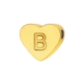 Polished gold heart-shaped charm with engraved letter B for DIY jewelry making - Letter B