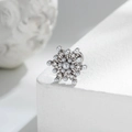 Elegant silver snowflake cartilage stud with inlaid pearls and zircon on stone - Pearl Snowflake (Single Piece) (A-1042)