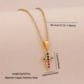 Golden cross necklace with colorful gemstones in blue, green and red in copper-steel - Small Three-color Style (5#)