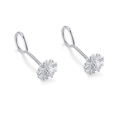 S999 Sterling Silver Daisy Stud Earrings with Long Hooks in a Minimalist Floral Style - S999 Pure Silver / Chrysanthemum Stud Earrings