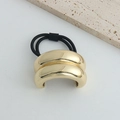 Minimalist double-layered gold curved metal clip with black elastic hair tie for women - Double Layer Semi-Circle Gold Rope