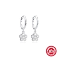 Sparkling S925 sterling silver five-petal flower hoop earrings with zircon stones - Flower Drop (5 Pairs Set)