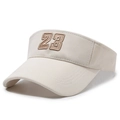 Beige sun visor hat with embroidered number 23 made of breathable pineapple fabric - Adjustable / Light Beige With Number 23