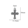 Gothic style stainless steel cross pendant in retro silver finish, 18mm height size - Style Z2305S36/Dark Silver