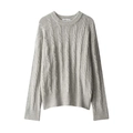 Jersey clásico de punto de ochos gris claro con cuello redondo y textura gruesa y cálida - S / Gris claro