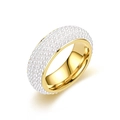 Elegante anello in acciaio inossidabile dorato con cinque file di perle di tendenza. - 6 / Oro
