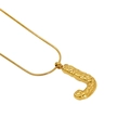 Golden hammer-textured letter J pendant on a sleek snake chain necklace for women - Letter J