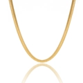 Dettaglio della collana a catena piatta in acciaio inossidabile placcato oro 18 carati e riflesso - Catena a Serpente Morbida da 4mm