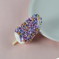 Realistic purple and white swirl ice cream popsicle model with colorful sprinkles - Purple