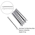 Black wavy U-shaped metal hairpins, 7cm length, pack of 50 durable steel wire clips - 7cm Wavy-Thickened (50pcs) / Black