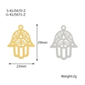 Hamsa-Hand-Anhänger in Gold und Silber mit hohlen Ausschnitten für die Schmuckherstellung - Stil 2 / Silber
