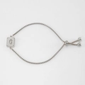 Adjustable silver titanium steel bracelet with sandblasted letter G square pendant - Letter G / Steel