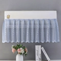 Detail of light blue lace air conditioner dust cover with elegant wavy scalloped edge - Dreamy Grey/Pleated