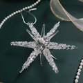 Ornamento a fiocco di neve trasparente con texture gelata per l'albero di Natale - Meteora Glitter 10.5CM
