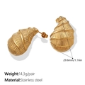 Vintage 18K gold plated stainless steel conch spiral hoop earrings in golden finish - Spiral Pear Shaped (EH952G)