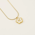 Golden clover letter H necklace with shell pendant and fine snake chain for women - Letter H