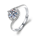 Adjustable S925 sterling silver ring featuring a round brilliant moissanite stone - Adjustable Open / Twisted pavé 1ct
