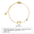 Detalle de pulsera de corazón de acero dorado con circón AAA y especificaciones - Dorado-Corazón de Zirconia(BR-1146G)