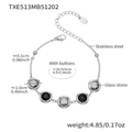 Silver stainless steel bracelet with faceted black and grey glass stones in 18k gold plating - Bracelet Only / Steel-Black