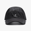 Quick-dry black baseball cap with grey geometric textures and breathable side mesh panels - Adjustable / Black