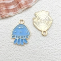 Ciondolo a forma di medusa in smalto blu e conchiglia dorata per gioielli fai-da-te - 1 Pezzo Medusa 15x20mm