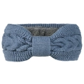 Winter fleece-lined cable knit headband in navy blue with a knotted bow design - Haze Blue