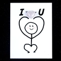 Healing card with heart-shaped pink crystal agate stone forming I love U pattern - White Crystal