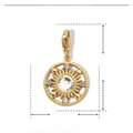 Macro detail of gold sunburst pendant with sparkling rhinestones and lobster clasp - Full Zircon Hollow Sun-YF074