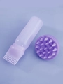 Set spazzola massaggio cuoio capelluto in silicone viola e flacone applicatore 70ml - Spazzola da Massaggio a 19 Denti + Flacone per Tinta (Viola)