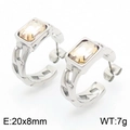 Silver chain earrings with rectangular amber zircon stones, 20x8mm size and 7g weight - Steel Light Yellow