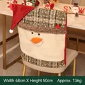 Christmas snowman chair cover in red and white fabric with holiday embroidery, 48x50cm size - Plaid Snowflake Snowman Chair Cover