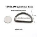 Metallschnalle D-Ring in Gun Black mit 3,8mm Drahtstärke und 30mm Innenbreite - 1 Zoll (Innen 30mm) / Gunmetal
