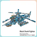 3D wooden puzzle of Black Shark helicopter with blue camouflage and 84 laser-cut pieces - Black Shark Helicopter