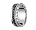 Silver and black ceramic ring with geometric facets and pave-set crystals for couples - Style 8