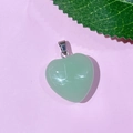 20mm light green natural stone heart pendant with metal clasp for DIY jewelry - 63-Glass Light Green